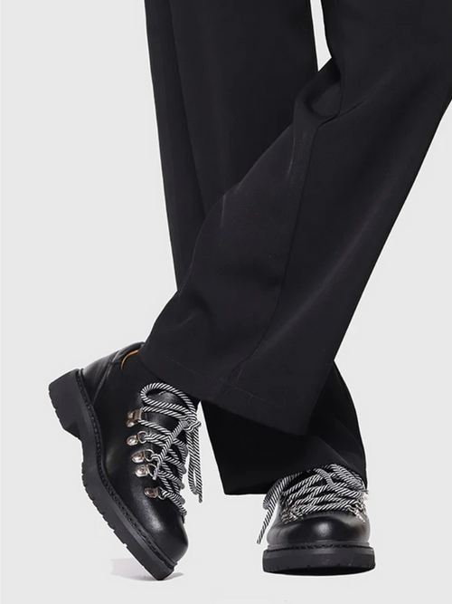 Circle Cage Mountian Derby Shoes Black Leather